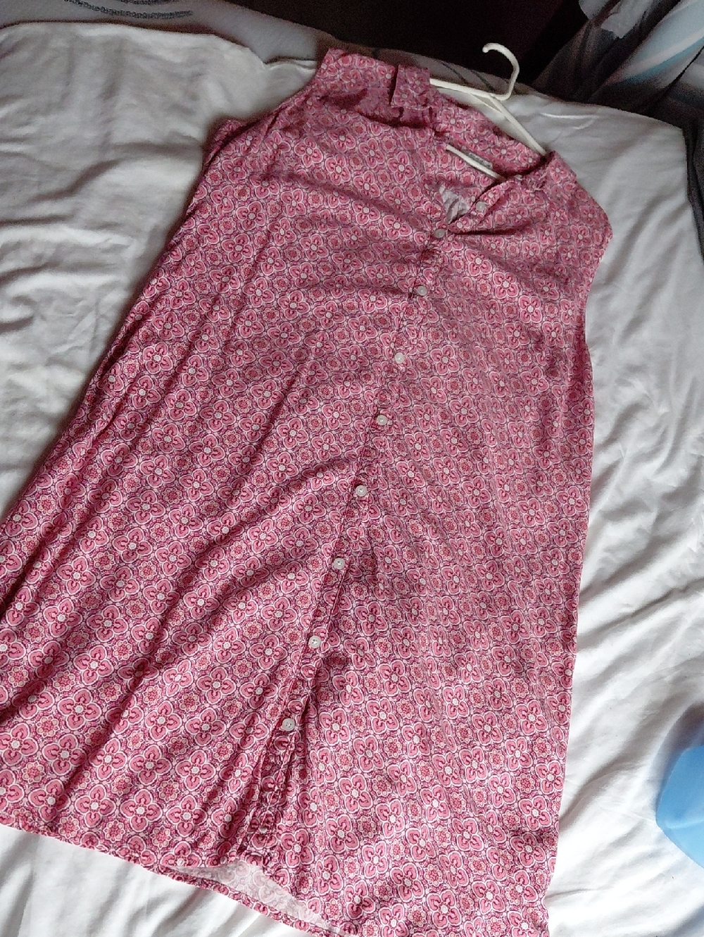 Croft & Barrow Pink Floral Geometric Button-Front Shirt Dress